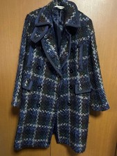 Sacai luck Checkered Wool Coat size 2 Used Blue Black Japan