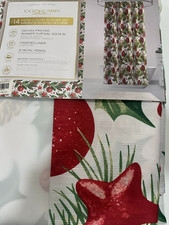 NEW COZY CABIN 14 PC CANVAS HOLIDAY SHOWER CURTAIN SET LINER AND HOOKS FREE SHIP