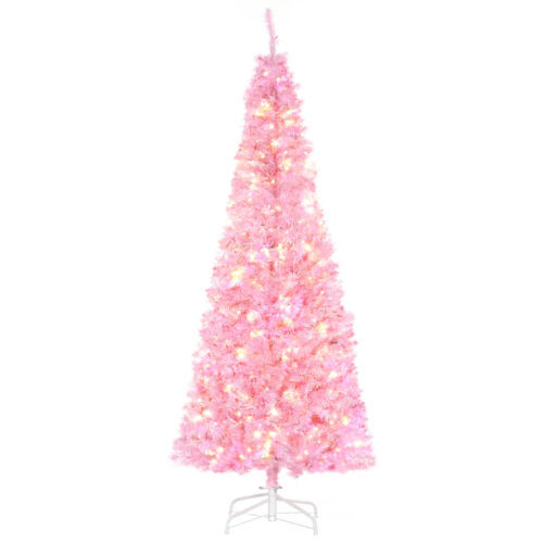 HOMCOM 6FT Prelit arbre de Noël artificiel prélit décoration de maison de vacances avec lumière 300 DEL - Photo 1/11