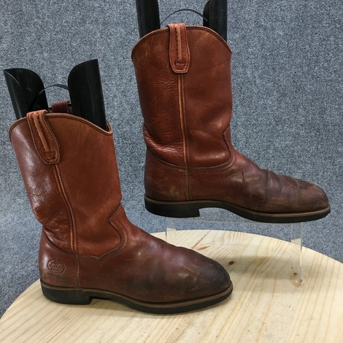 Georgia Boots Mens 10.5 Western Cowboy Brown Leather Mid Calf Pull On Classic