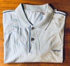 CALVIN KLEIN MEN'S LIQUID TOUCH POLO SHIRT BLUE, X-LARGE GENTLY USED