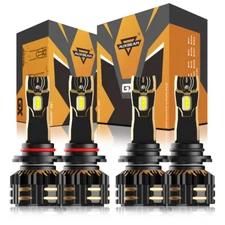 AUXBEAM Canbus LED Headlight 4 Bulbs 9005 9006 High Low Combo Super Bright White