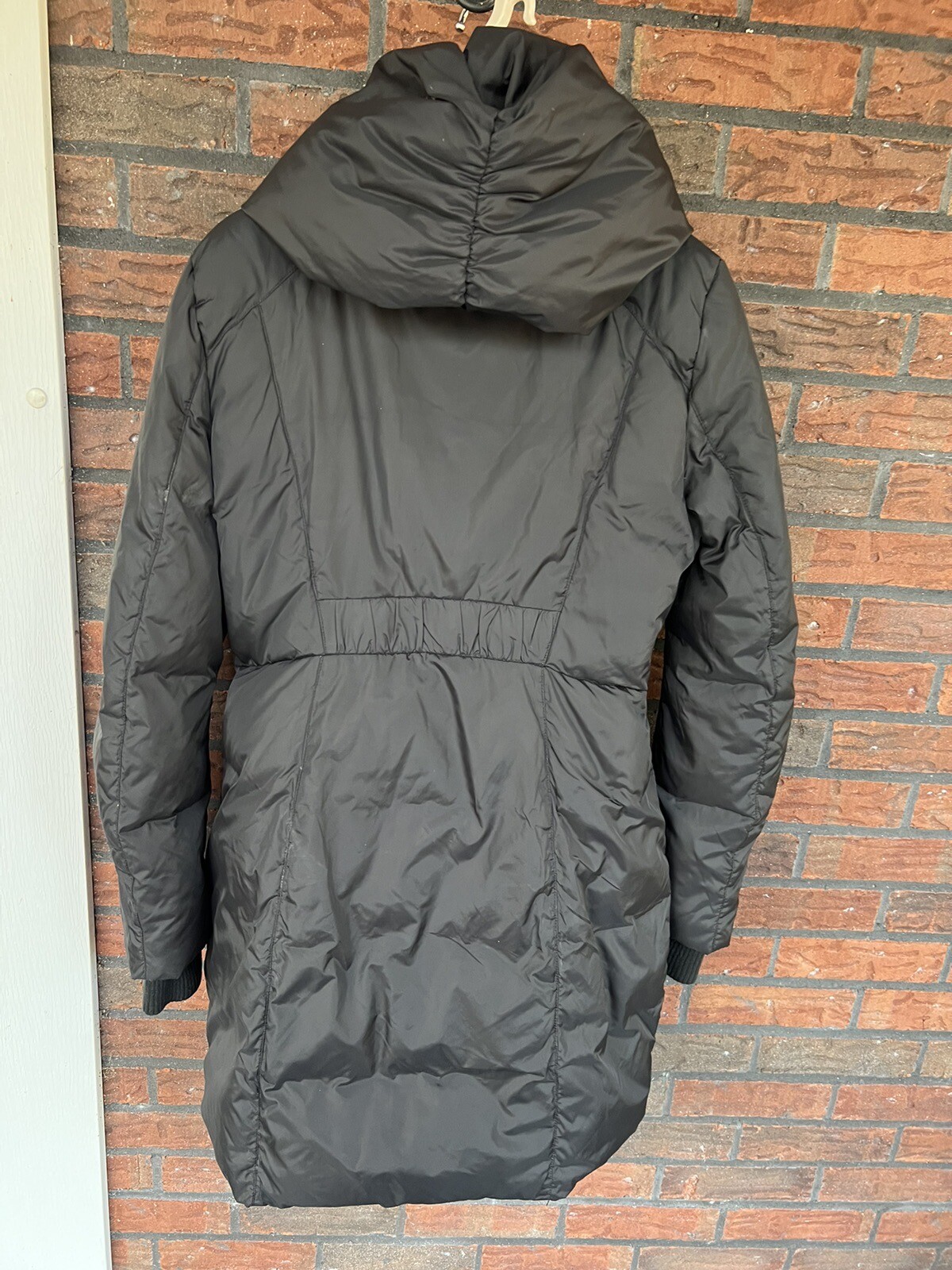 Express Black Parka Medium Down Feather Hooded Sn… - image 15