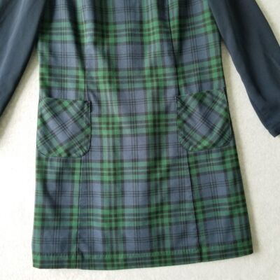 green emerald velvet dress 100% Cotton Forest Green Plaid Mini Dress - All Dresses main image 1