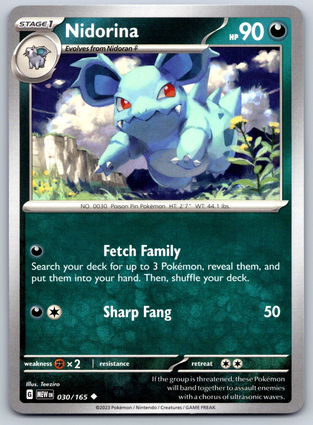 Nidorina - Scarlet Violet 151 030/165 Pokemon Card NM