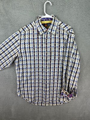 Robert Graham Shirt Mens XL Paisley Embroidered Art Long Sleeve Flipped Cuffs