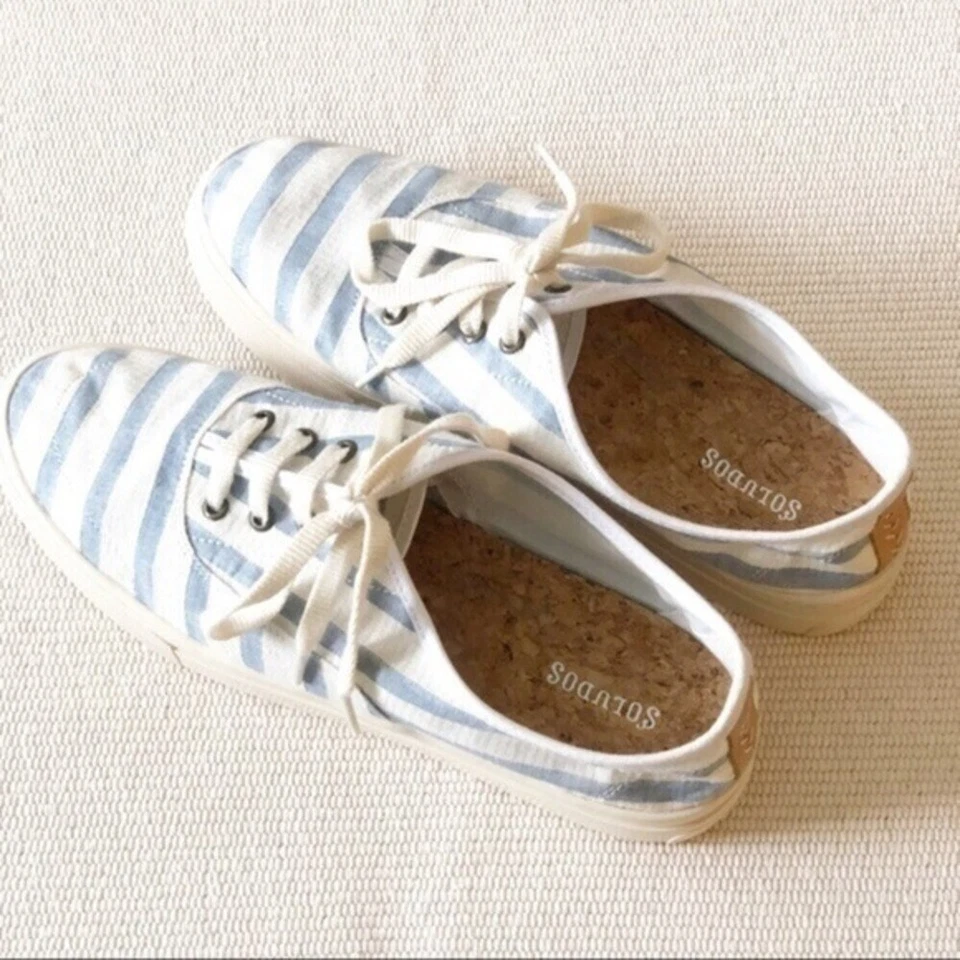 Soludos Canvas Striped Platform Sneakers Size 9.5 - Image 2 of 4