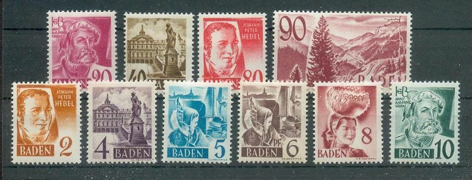 French Zone-Baden 28/37 SET** MNH UNUSED 200EUR (70475)