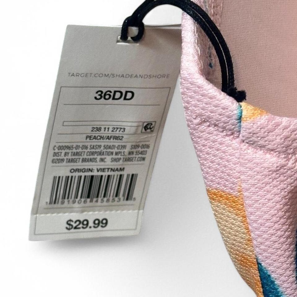 Shade & Shore Multicolor Tropical Bikini Top, Women’s Size 36DD