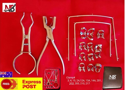 Instruments Dentaires Pour Digue - Lot De 12 Pinces Ainsworth, Brewer, Etc., Neuf