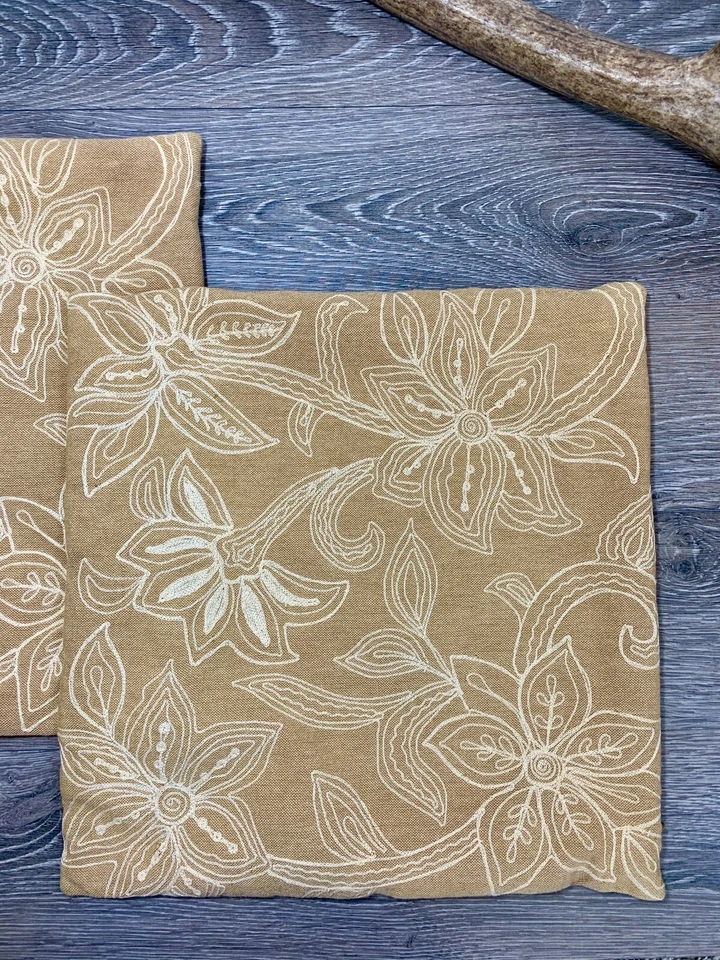 Pair Of Crate & Barrel Embroidered Seychelles Ginger Throw Pillow Covers 16” - Image 4 of 4