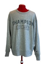 Champion Spellout Sweatshirt Men LARGE Gray Authentic Athleticwear Logo Front