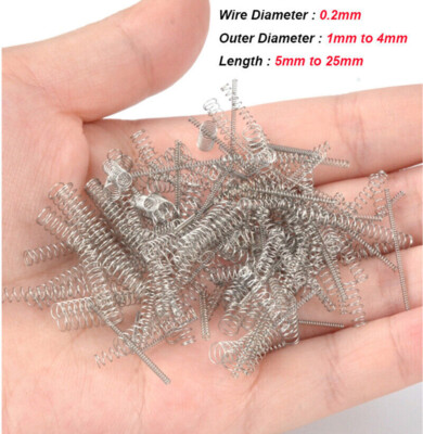 #ad 10Pcs Miniature Compression Pressure Springs Stainless Steel A2 Wire Dia 0.2mm $7.09