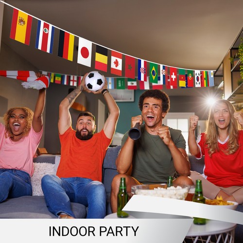 G128 2022 World Cup Bunting Banner Flag 8.2 x 5.5 Inch, Full String 33 Feet - Afbeelding 3 van 9