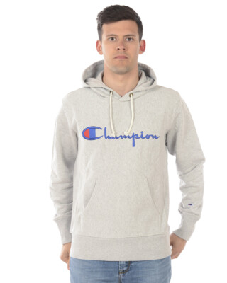 Felpa Champion Sweatshirt Hoodie Cotone Uomo Grigio 210967 EM004