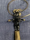 Vintage Winged Angel Cherub Black & Gold Metal Tamper or pocket watch attachme — photo 2