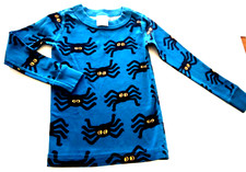 Hanna Andersson PJ top "HALLOWEEN"-90 3y teal "Black Spider" print