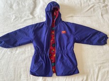 Vintage 90s Girls OshKosh B  Gosh Reversible Jacket Indigo Pink Floral Fleece Sz 