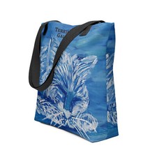 TERRIFICAT cat bag tote ORIGINAL DESIGN blue sleeping cat 15x15 INCH cat artist