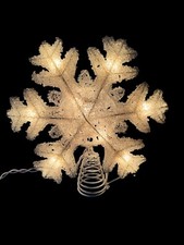 Kurt Adler 12" Beaded Crystal Snowflake Tree Topper  Star  Lighted Indoor/Out