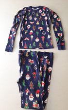 Hanna Andersson Kids 14 Organic Cotton Christmas Pajamas Blue Ornament 2 Pc Set