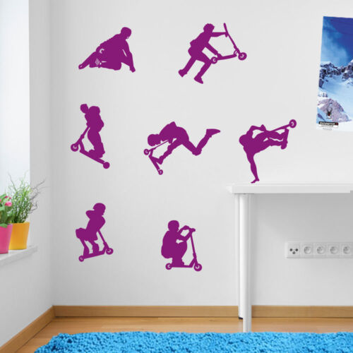 Stunt Scooters Kids Sports DIY Wall Decal Decorative Vinyl Stickers New Deco A49 - Picture 2 of 26