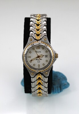 Bulova Marine Star Watch Women Silver Gold Stainless St 100m 