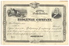 Ridgeway Company Stock Certificate (North Carolina, Dated 1860's, Developer)