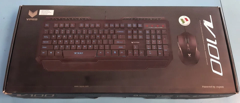 TASTIERA GAMING CON MOUSE USB (V100) RAPOO QWERTY ITALIANO COLORE NERO - Immagine 2 di 4