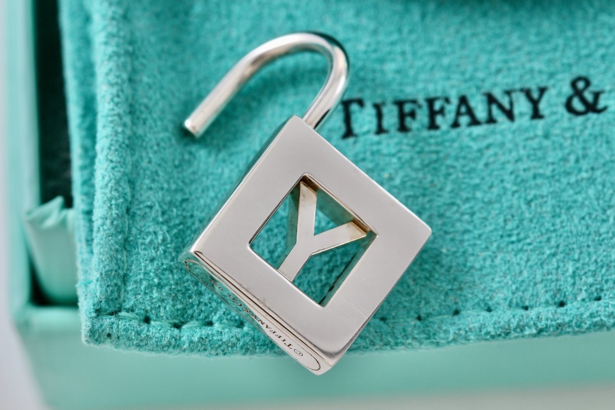 Tiffany & Co. Sterling Silver Letter "Y" Padlock Charm Pendant Discontinued View 2