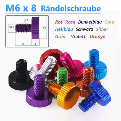 Rändelschraube DIN 653 niedrige Form Rändelschrauben Aluminium farbig M6x8mm - Bild 1 von 4