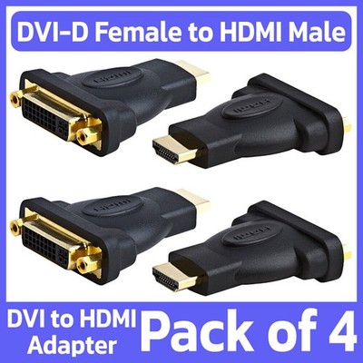 4 Pack HDMI Male to DVI-D 24+1 Pin Female Adapter HDTV Monitor Display Converter