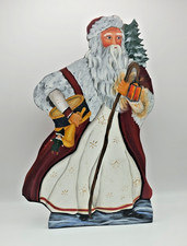 Wooden Hand Painted Santa Claus Approx 13 1/2" Free Standing Decor
