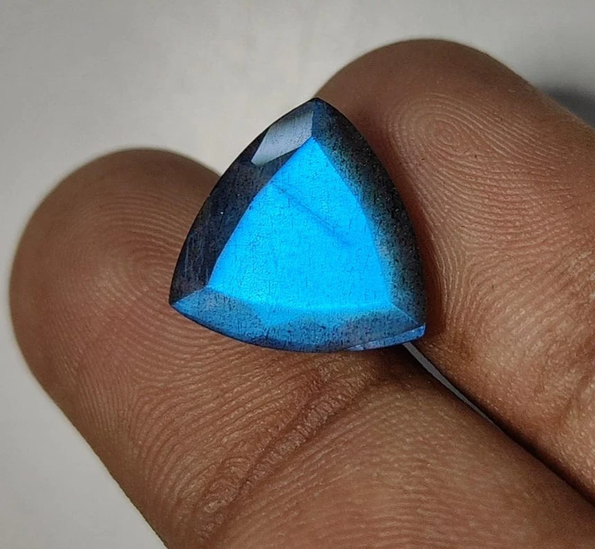 Trillio de piedra de corte de fuego llamativo azul real labradorita natural calidad 6A 13 mm Foto 2 de 4