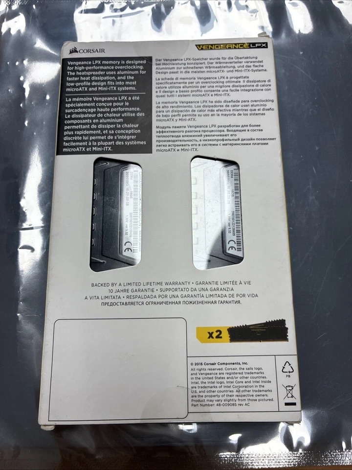 Corsair VENGEANCE 32GB kit 2x16GB DDR4 3000MHZ CM4X16GC3000C16K4D NEW - Image 2 of 3