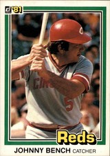 1981 Donruss Johnny Bench Card #62 & #182 Complete Your Set Cincinnati Reds