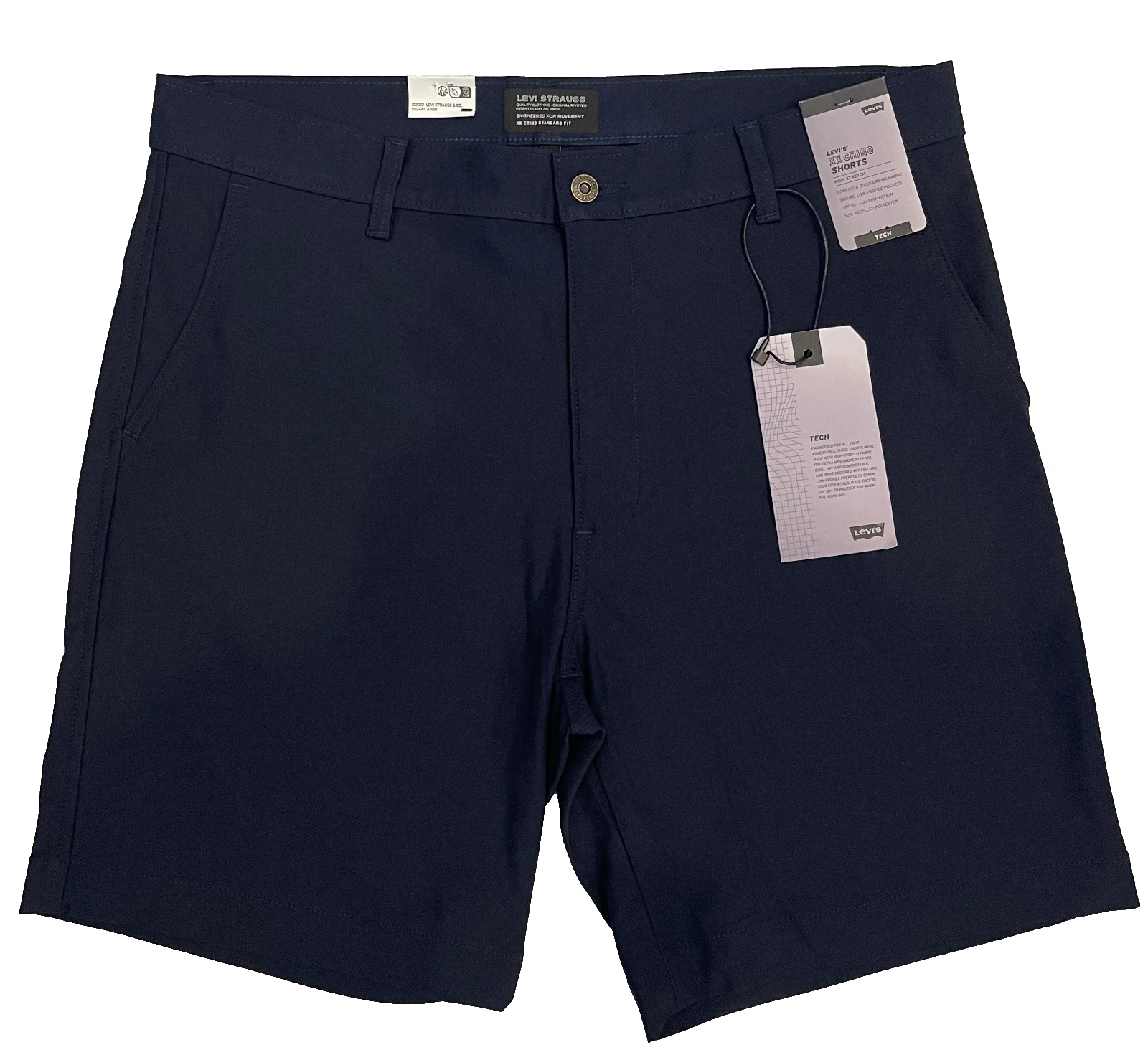 Levis Mens XX Chino High Stretch Tech Shorts Size: 38 Inseam 8 in. Navy