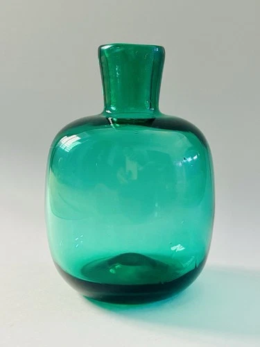 Vintage Blenko Glass 6424 Candle Holder Bud Vase Emerald Green 1973 Joel Myers