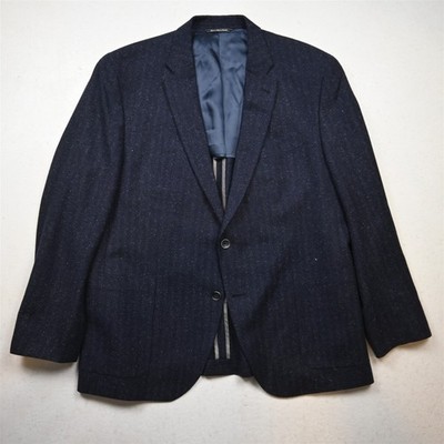 Jack Victor 46R Blue Slub Herringbone Borelli Wool Silk Soft Shoulder Blazer