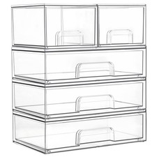 Clear Stackable Storage Drawers Set of 5, Plastic Organizer Bins for Makeup, ...