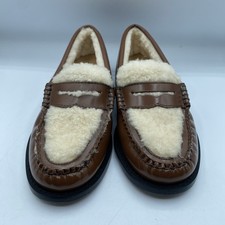 G.H.Bass Whitney Shearling Lined Penny Loafers Weejuns Brown Womens 7M Boho