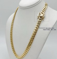20 Inch Solid Yellow Miami Cuban Link Chain 14K Gold.