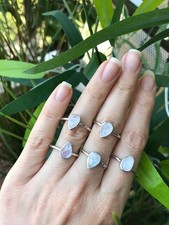 Rainbow Moonstone Ring Minimalist Ring Women Ring Silver Ring Moonstone Jewelry