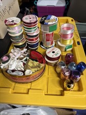 Craft Ribbon Spools Remnants Lot of 40 Assorted Lot Mixed Brand New/Used VTG