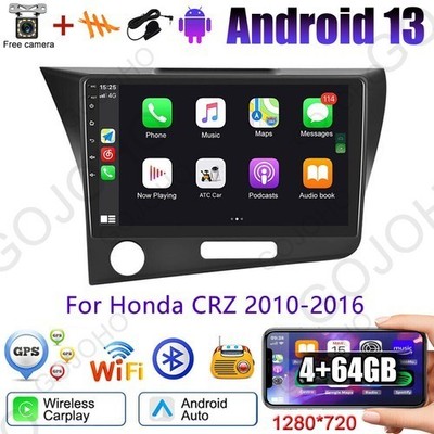 4+64GB Android 13 Car GPS Navi Stereo Radio Player CarPlay For Honda CRZ 2010-16