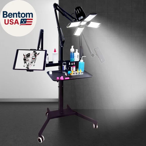 Multifunctional Tattoo Workstation,Tattoo Tray Cart with Tattoo Light& Wheels,Mo - product listing photo