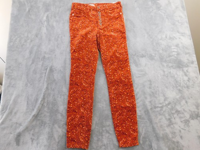 #ad Anthropologie Pilcro Pants Womens 26 Rust High Rise Skinny Corduroy Paisley New $34.99