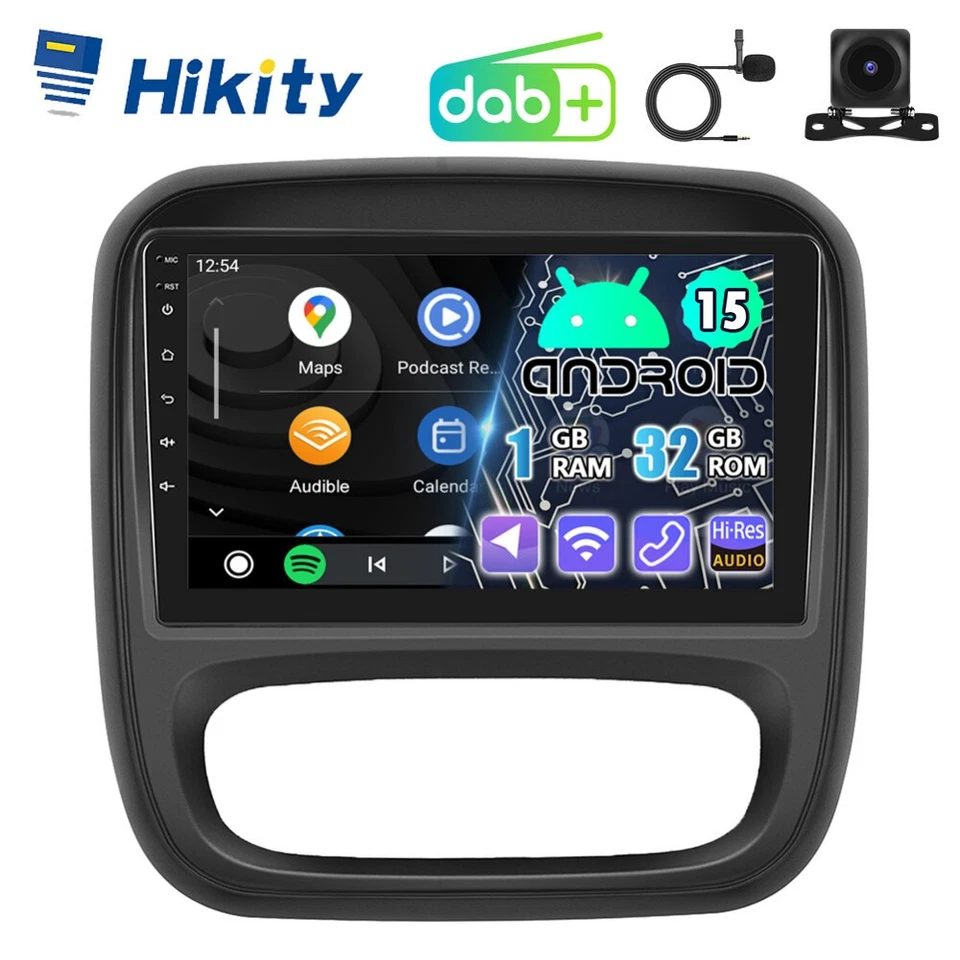 HIKITY Autoradio DAB+ CarPlay Android per Opel Vivaro B Renault Trafic 3 GPS Navi WIFI