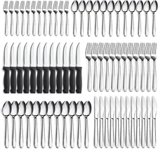 72-Pieces Silverware Set for 12, Flatware Set with Steak Knives Dishwasher Safe