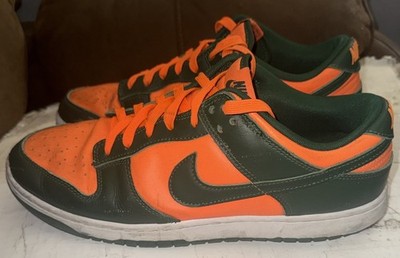 Nike Dunk Low Miami Hurricanes Green Orange Leather DD1391-300 Mens Size 11